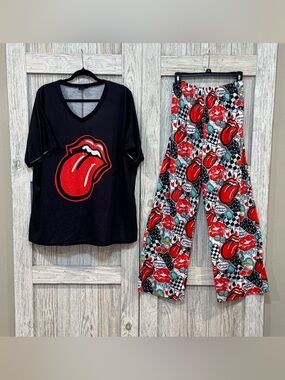 Rebel Raven Red & Black Graphic Lounge Wear Set Sz 2 XL